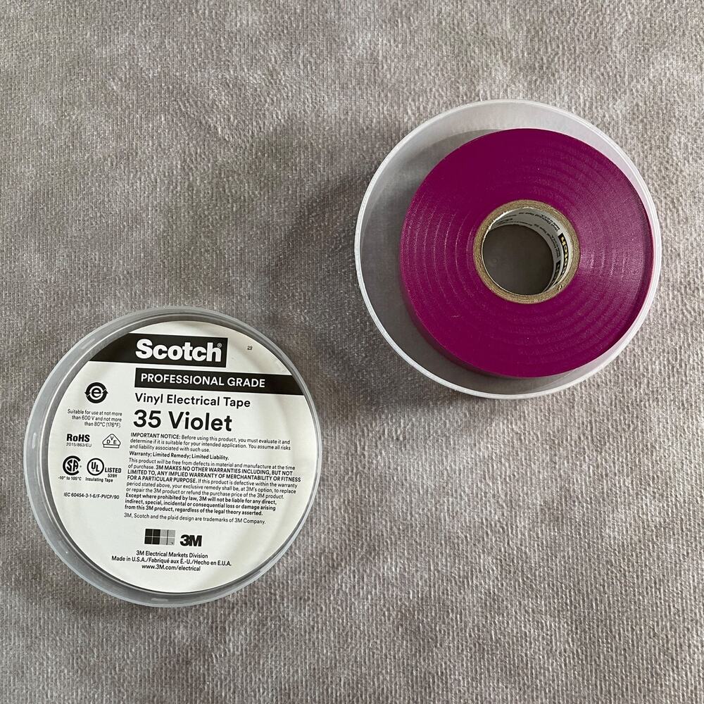 3M Scotch 35 Violet Vinyl Electrical Tape Purple Size 3/4 In x 66 Ft